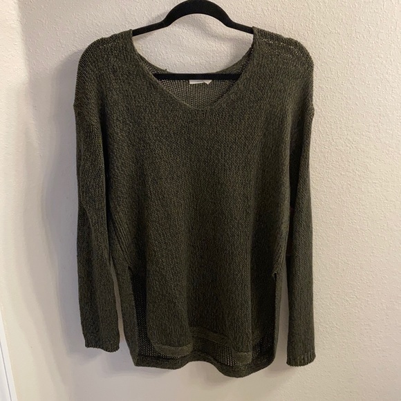 —Large olive green Harper Sweater with elbow pads - Picture 1 of 6